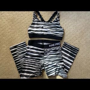 Nike Pro cropped leggings and sport bra set